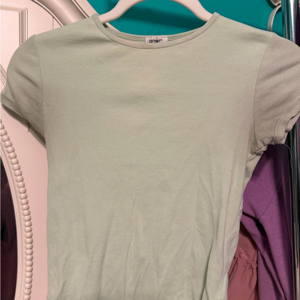 Cotton On Mint Green Short Sleeve Ribbed Crewneck Top